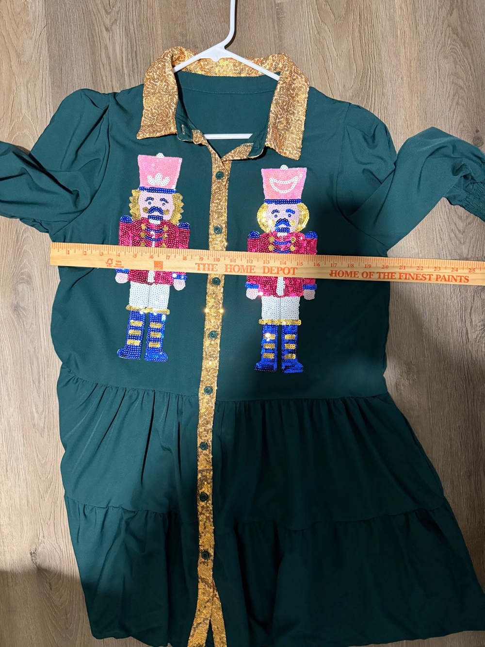 Green Nutcracker Sequin Tunic Dress with Gold Trim Size Adult L NWOT - Picture 5 of 6